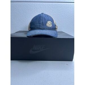 Denim Mesh Trucker‎ Hat Blue Tan Embroidered Patch Snapback Adjustable #433